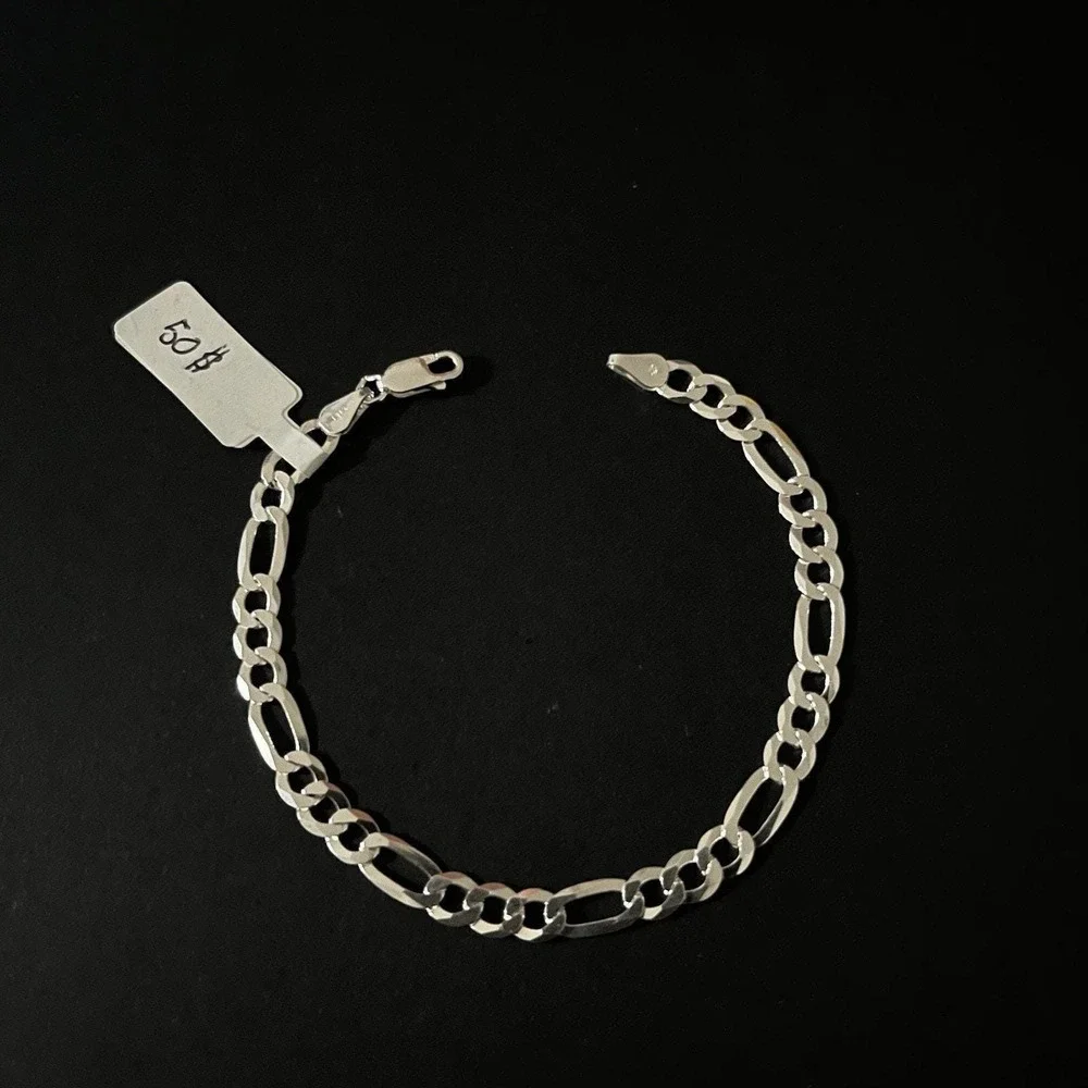 Esclava De Plata 925 Con Tejido Figaro,925 Silver Bracelet 8 Inch